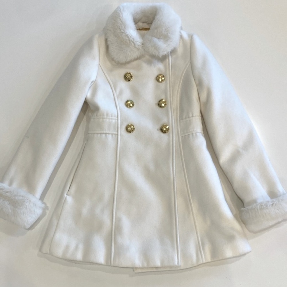 Girls Off White Dress Coat, Size 8
